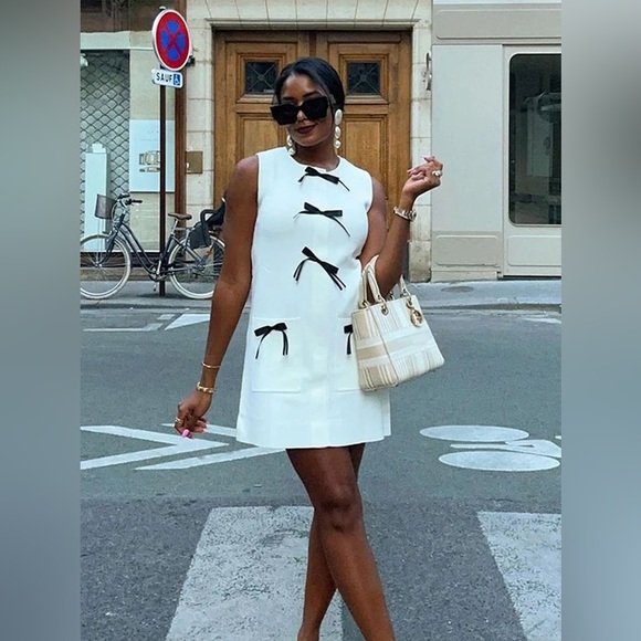 Zara Bow Knit Knit Dress Size M Bloggers Favorite - Picture 11 of 12